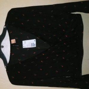 Divided H&M, Black cropped top with red roses